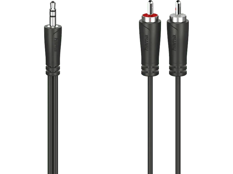 Adaptador - Hama 00200720, De conector Jack 3.5 mm a doble cable RCA, 1.5 m, Negro