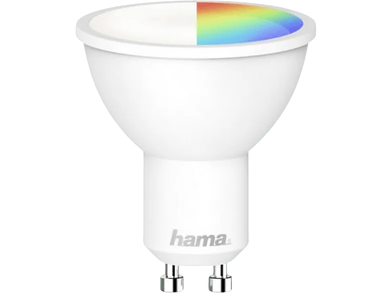 Bombilla inteligente - Hama GU10, 5.5W, WiFi, RGBW, Compatible con Alexa/Google Assistant, Blanco