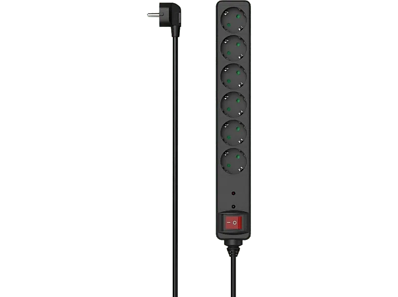 Regleta - Hama 00223153, 3680W, 6 Tomas, Cable 1.4 cm, Protección contra Sobretensiones, Negro