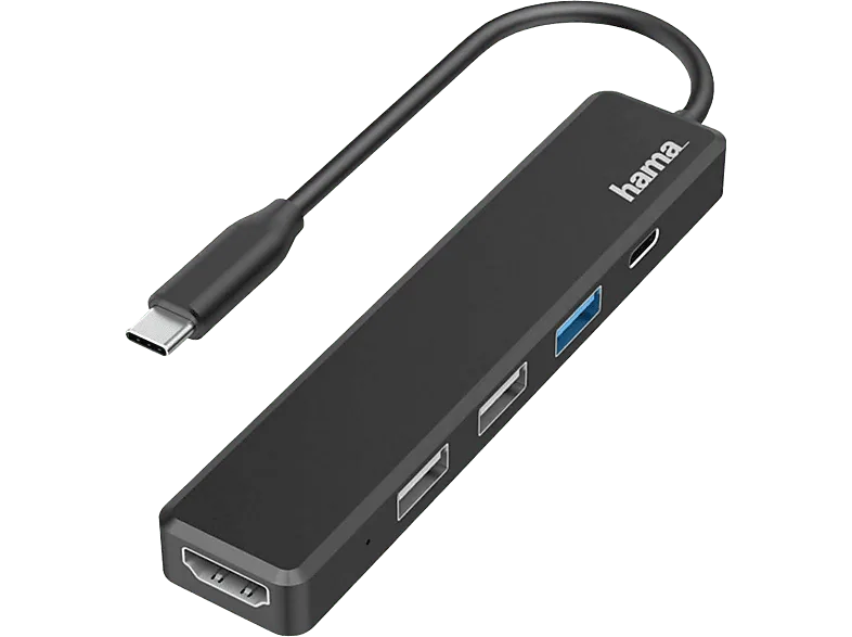 Hub - Hama 00200117, 5 Gbps, puertos, Universal, Negro