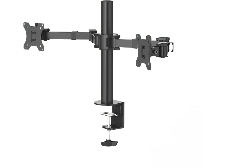Soporte monitor - Hama Holder, Para 2 Monitores, De 13" a 35", VESA, Inclinación +35°/-35°, Giro 180°, Hasta 15kg, Altura ajustable, Negro