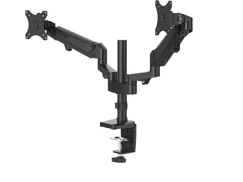 Soporte monitor- Hama Holder, De 13" a 32", Con 2 Brazos, VESA, Inclinación +45°/-45°, Giro 180°, Hasta 12kg, Altura ajustable, Negro
