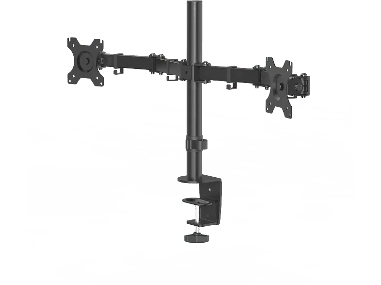 Soporte monitor - Hama Holder, De 13" a 32" con 2 Brazos, VESA 75x75-100x100, Inclinación +45°/-45°, Giro 180°, Hasta 8kg, Altura ajustable, Negro