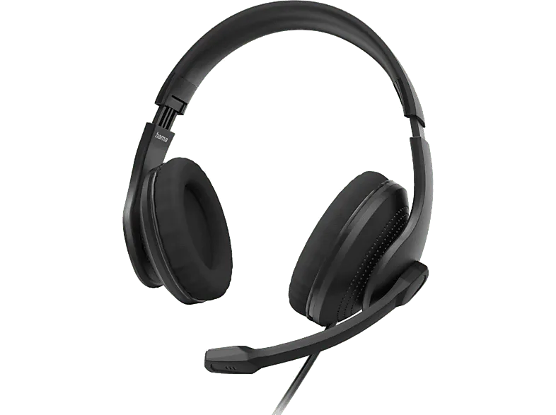Auriculares - Hama HS-USB300 V2, Circumaurales, Estéreo, USB, Cable, Botón Mute, Negro