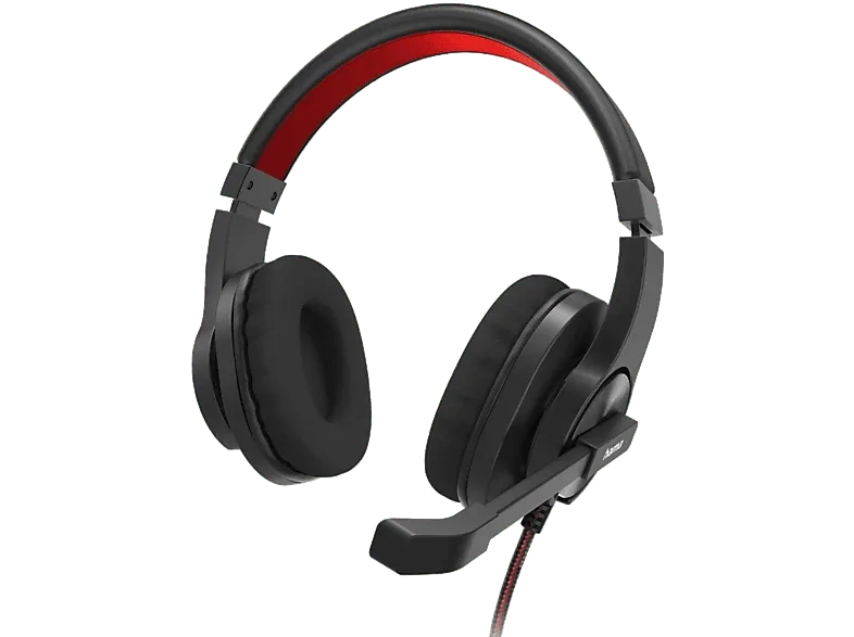 Auriculares - Hama 00139937, Circumaurales, Micrófono, Cable, Negro/Rojo