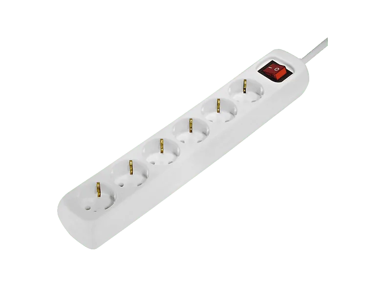Regleta - Hama 69223783, 6 Enchufes Con Contacto a Tierra, Interruptor On/Off, Blanco