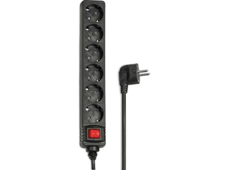 Regleta - Hama 69223784, 6 Enchufes, Interruptor, Cable 1.4m, Negro