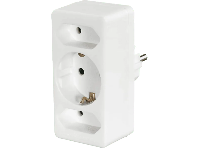 Ladrón de enchufes - Hama 00223215, 250V, 3680W, 1x Enchufe con contacto a tierra, 2x Enchufes europeos, Blanco