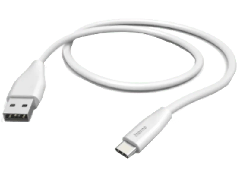 Cable USB a USB-C - Hama 00201596, 2.0, USB-A, USB-C, 1.5m, Universal, 18W, 480 Mbit/s, Blanco