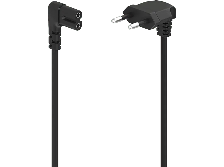 Cable alimentación europeo - Hama 00223282, Enchufe de 2 clavijas, Conector CA C7, 1,5m, Protección contra dobleces, Universal, Negro