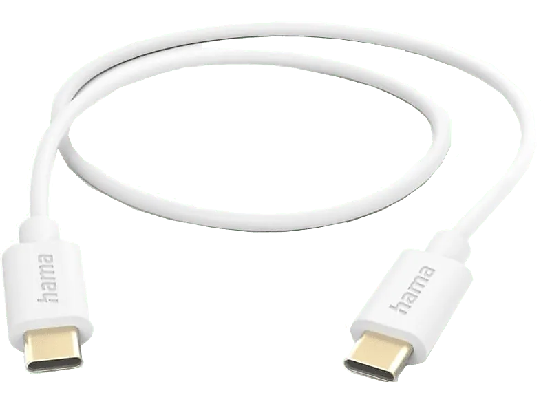 Cable USB-C - Hama 00201590, USB 2.0, USB-C, 1m, 480 Mbit/s, Blanco
