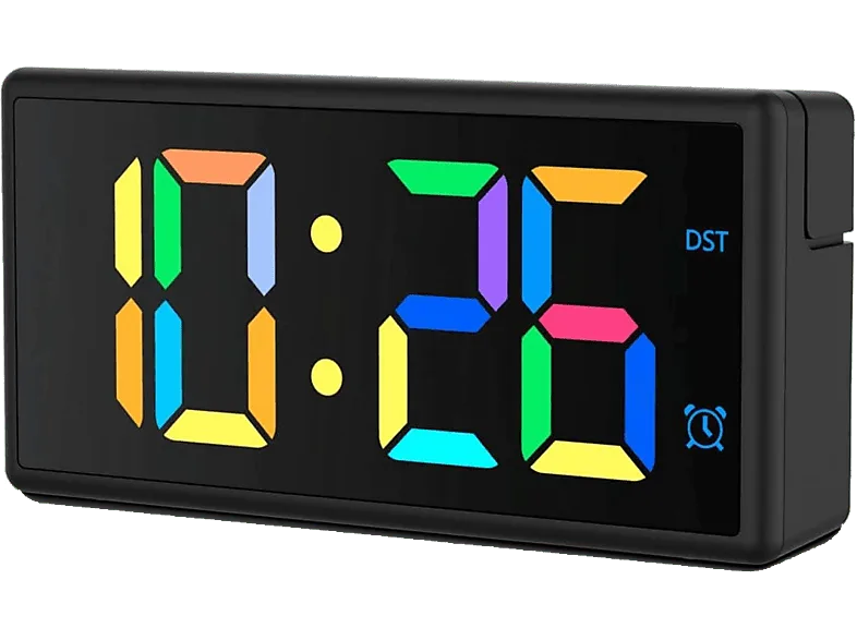 Despertador - Hama Ibiza, Digital, 12/24h, Hora Extragrande, Pantalla Multicolor, Carga Pila/USB, Negro