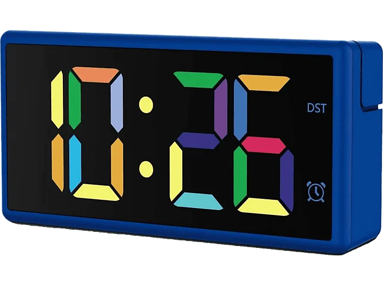 Despertador - Hama Ibiza, Digital, 12/24h, Hora Extragrande, Pantalla Multicolor, Carga Pila/USB, Azul