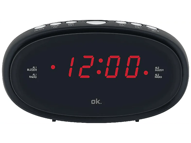 Radio despertador - ok. OCR 210, 10 preselecciones, Temporizador de sueño, LED, Negro