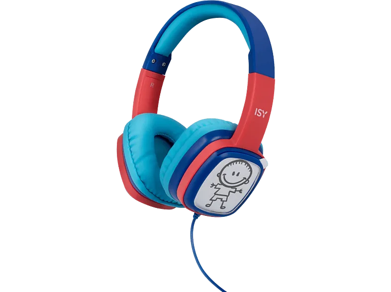 Auriculares infantiles - ISY IHP-1001-BL, De diadema, Con cable, Jack de 3.5 mm, Cartas y ceras, Azul