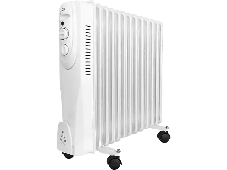 Radiador de aceite - ok. Oro 4413 ES, 2500 W, 3 niveles, 13 elementos, Termostato ajustable, Ruedas incorporadas, Blanco