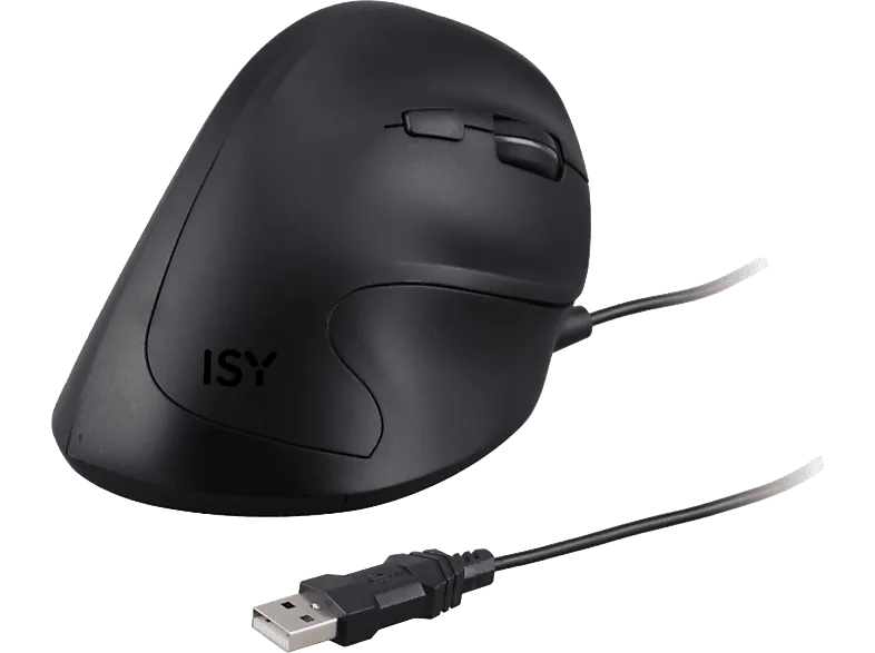 Ratón - ISY IEM-2000, Ergonómico, 5 botones, Con cable, Sensor óptico, Hasta 3200 dpi, Negro