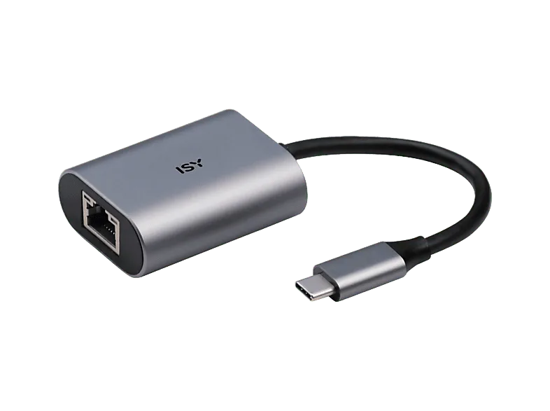 Adaptador - ISY IAD-1010-C, 15 cm, USB-C a RJ45 Ethernet, 1 Gbps, Plata