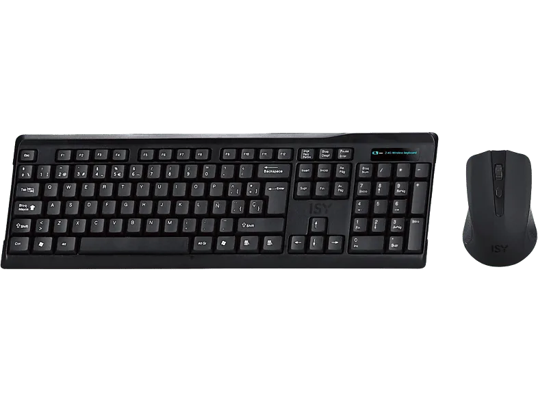 Pack Teclado + Ratón - ISY IDE-2500-ES, Inalámbrico, 2.4 GHz, USB, Negro