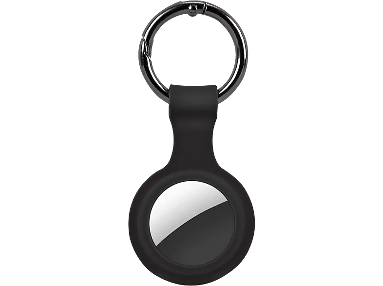 Funda AirTag - ISY IAT-3000-BK, Para Apple AirTag, Con llavero, Silicona, Negro