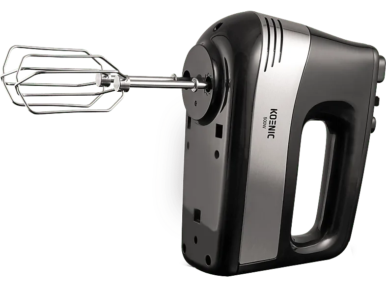 Amasadora de mano - KOENIC KHM 50522, 500 W, 5 Niveles velocidad, Función turbo, Negro