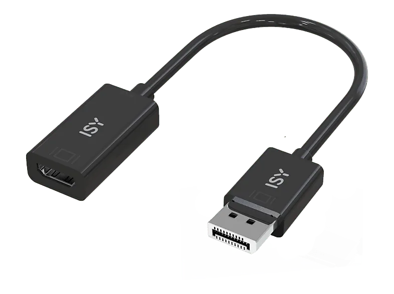 Adaptador - ISY IDP-2000, Compatibilidad Universal, DisplayPort a HDMI, Resolución 4K Ultra HD, Negro
