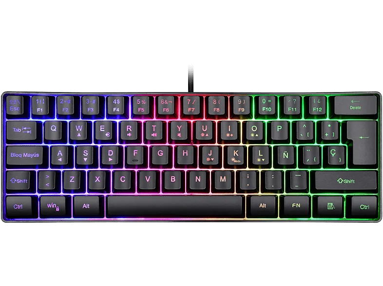 Teclado gaming - ISY IGK 3500-ES, Cable 1.7 m USB, Mini, Retroiluminación, Negro