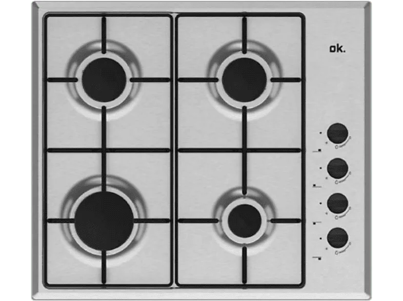 Placa de gas - ok. OBH 4641-3, 4 zonas, Zona grande 10 cm, 58 Gas Butano, Acero inoxidable