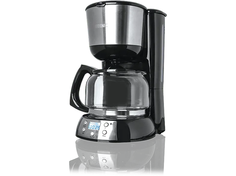 Cafetera de goteo - KOENIC KCM 101024, 1080 W, Capacidad Depósito 1.25 l, 10 Tazas, Acero inoxidable/Negro