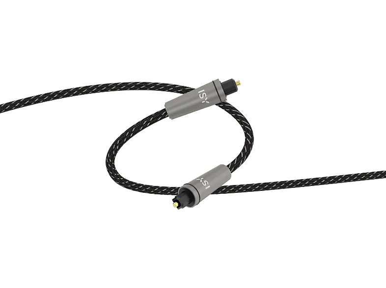 Cable audio - ISY IAU-1007, 1.5 m, Toslink a Toslink, Fibra óptica flexible, Negro