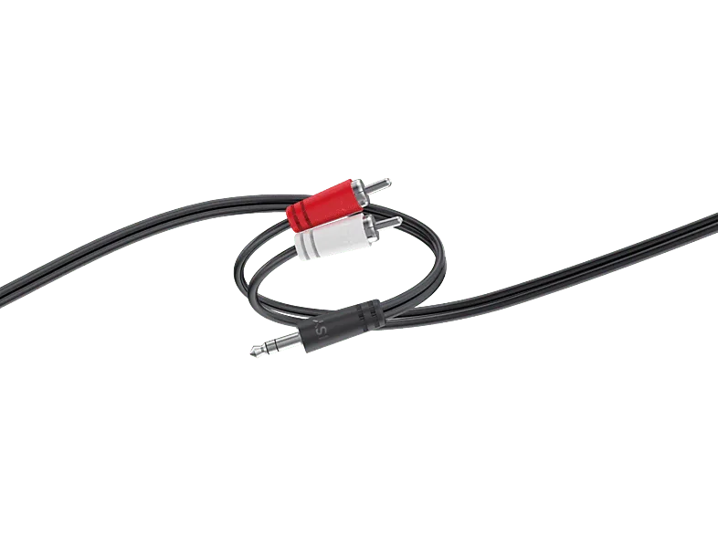 Cable audio - ISY IAU-1023, 1.5m, 3.5 mm jack male a 2x RCA male, Negro