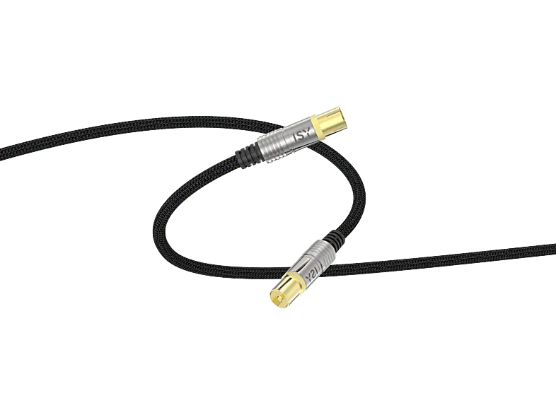 Cable coaxial - ISY ISA-9027, 1.5 metros, 120DB, Chapado en oro, Negro