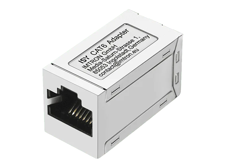 Adaptador cable de red - ISY IPC-1009, Cat-6, RJ-45 a RJ-45, Hasta 1 Gbps, Plata