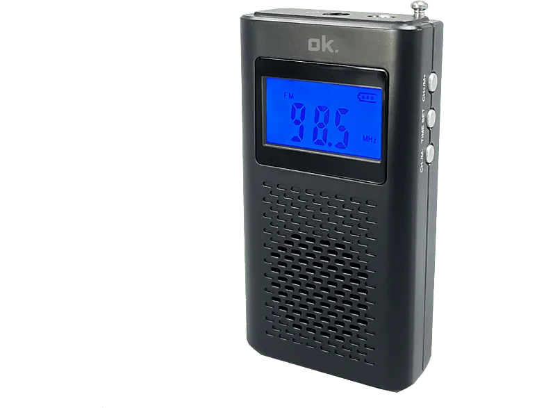 Radio portátil - OK ORF 130 FM, LCD, Reloj Integrado, Negro