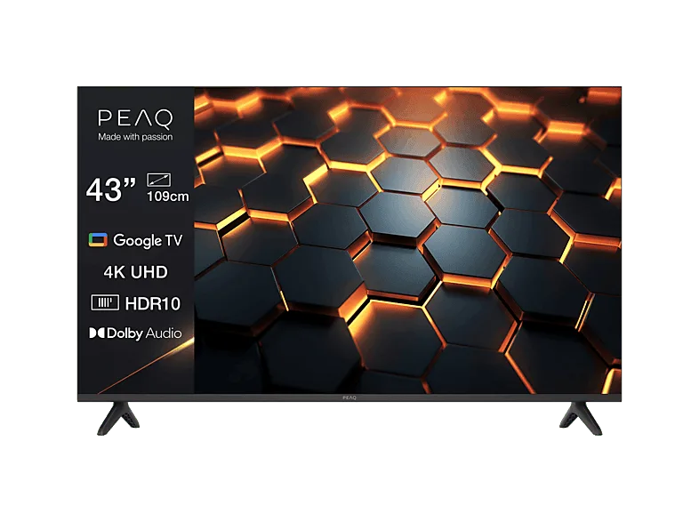 TV LED 43" - PEAQ PTV 43GU-5025T, UHD 4K, Google TV, Smart DVB-T2 (H.265), HDR10, Dolby Audio, Negro