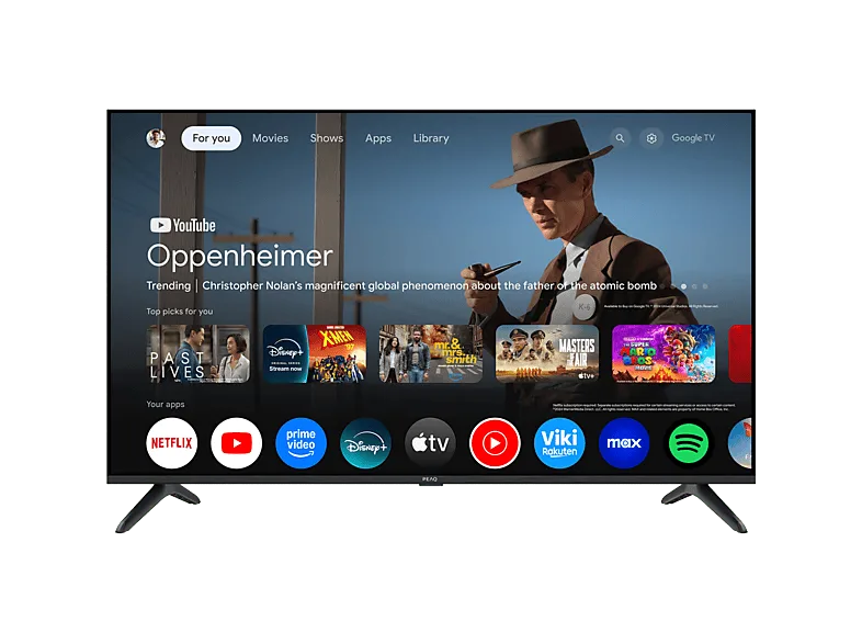 TV QLED 43" - PEAQ PTV 43GQU-5025T, UHD 4K, Smart TV, DVB-T2, Google HDR10, Dolby Vision, Atmos, Triple Tuner, Negro