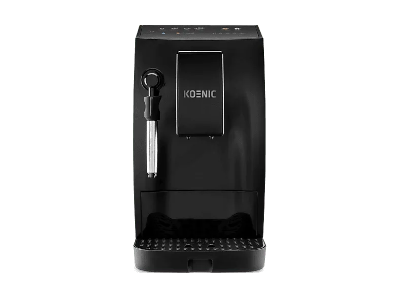 Cafetera superautomática - KOENIC KFAC 2016025 ES, 20 bar, 1.6 l, 2 tazas, Panel táctil, Molinillo cónico con 5 ajustes, Negro