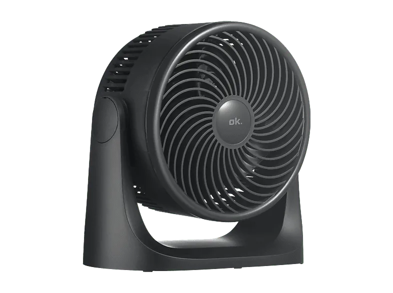 Ventilador de sobremesa - ok. OTF 202826 ES, 28W, 3 Velocidades, Mesa/Pared, Inclinación Ajustable, Negro