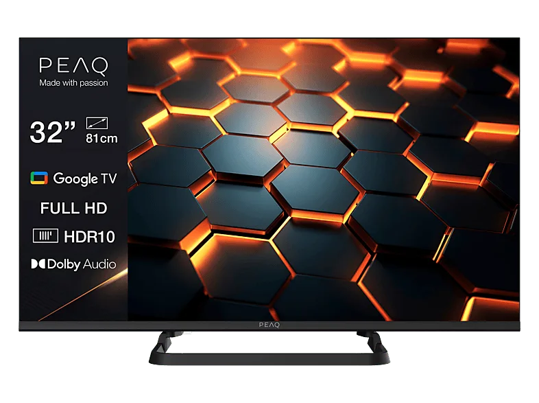 TV LED 32" - PEAQ PTV 32GF-5026C, Full-HD, Smart TV, DVB-T2 (H.265), HDR10, Dolby Audio, Triple Tuner, Negro