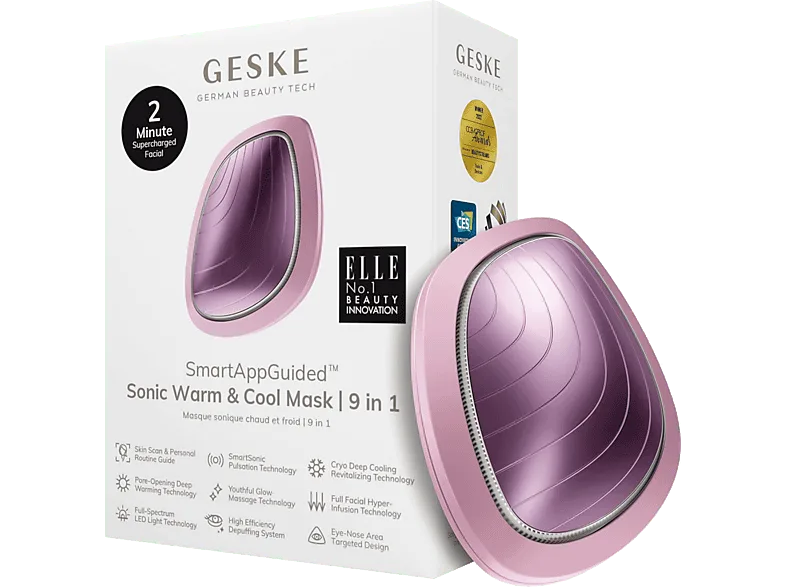 Limpiador facial - Geske Sonic Warm & Cool Mask, Cara, IPX7, Rosa