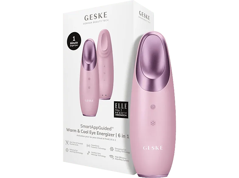 Rejuvenecedor facial - Geske Warm & Cool Eye Energizer 6 en 1, Reduce hinchazón alrededor ojos, IPX7, Rosa