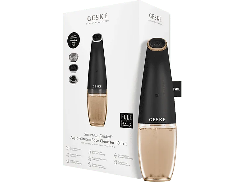 Limpiador facial - Geske Aqua-Stream Face Cleanser 8 in 1, Cara, Negro