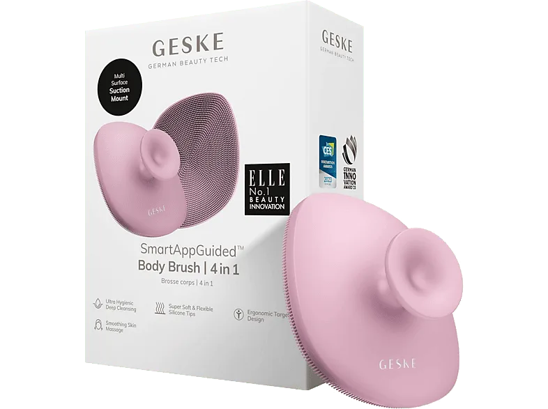 Limpiador facial - Geske Body Brush 4 in 1, Todas las zonas del cuerpo, Rosa