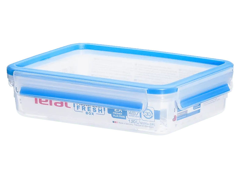 Tupper - Tefal MasterSeal K3021412, Envase hermético, 1.2L, Azul, Transparente