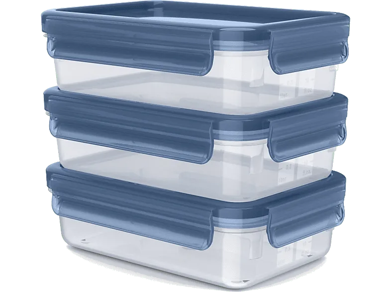 Tupper - Tefal N1171718, Pack de 3, Rectangular, 0.8 l, Transparente