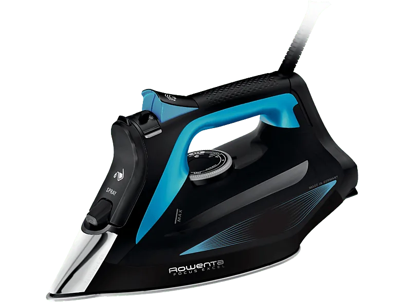 Plancha de vapor - Rowenta DW5310D1 Focus Excel, 2700 W, 180 g/min, Suela Microsteam 400 HD Láser, 150 ml, Azul metalizado y negro