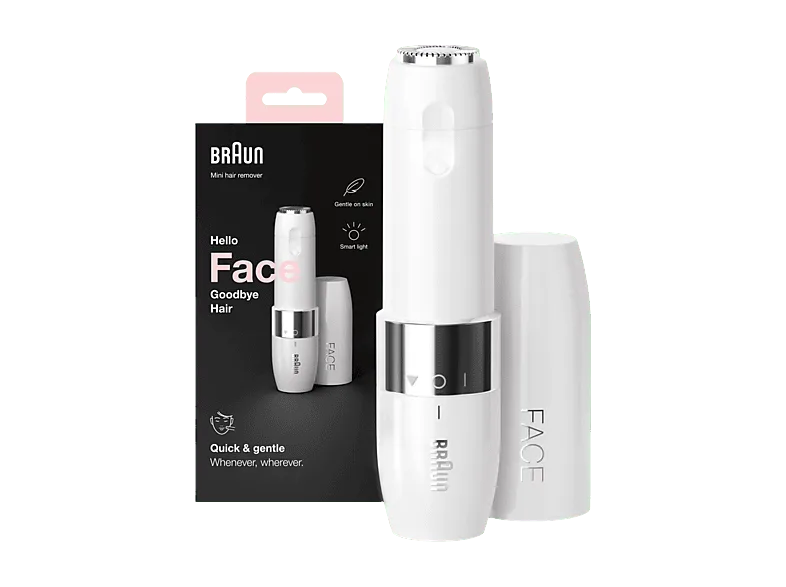 Depiladora facial - Braun Face Mini Rasuradora FS1000, Rápida Y Suave, Fácil De Llevar, Con Luz, Blanca