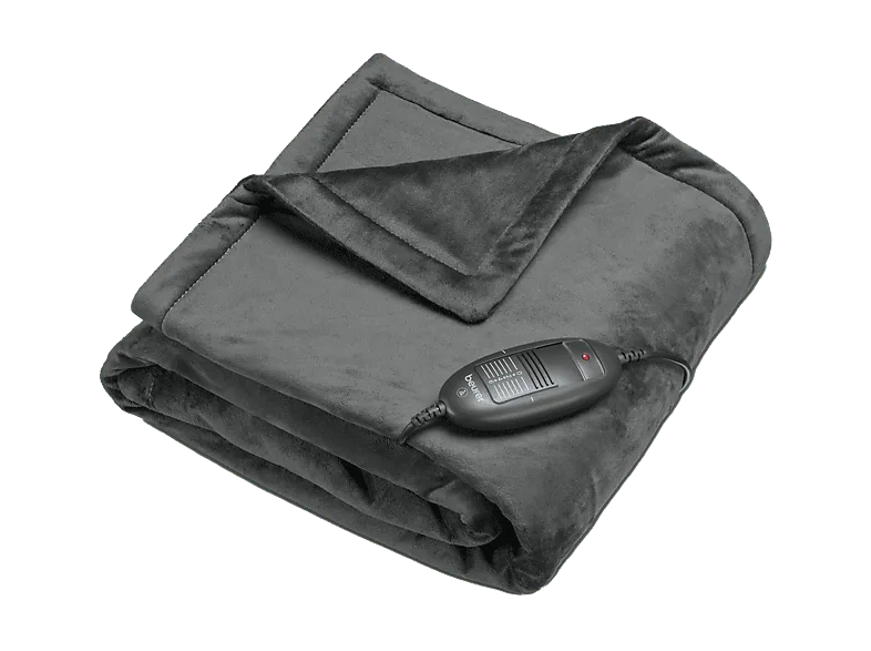 Manta eléctrica - Beurer HD1R Cosy, 100 W, 6 potencias, 150 x 130 cm, Tacto suave, Gris