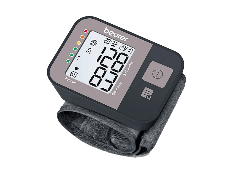 Tensiómetro - Beurer BC1R, Para Muñeca, Detección de Arritmia, Pantalla Grande, Gris