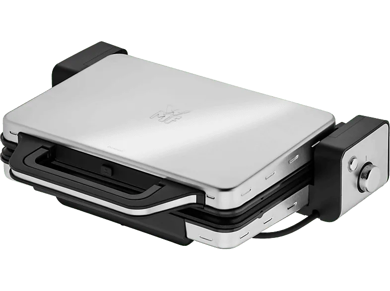 Grill - WMF Lono Contact Grill, 2 en 1, y Sandwichera, 2100 W, placas, Antiadherente, Temp. Ajustable, Antigoteo, Acero Inox. Cromargan, Plata